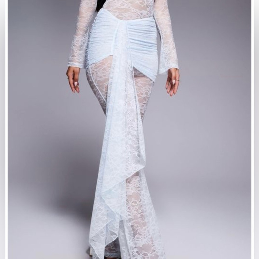 Wanderdoll women blue Exclusive Jamie lace Drape Detail jumpsuit , from ASOS - Picture 2 of 12